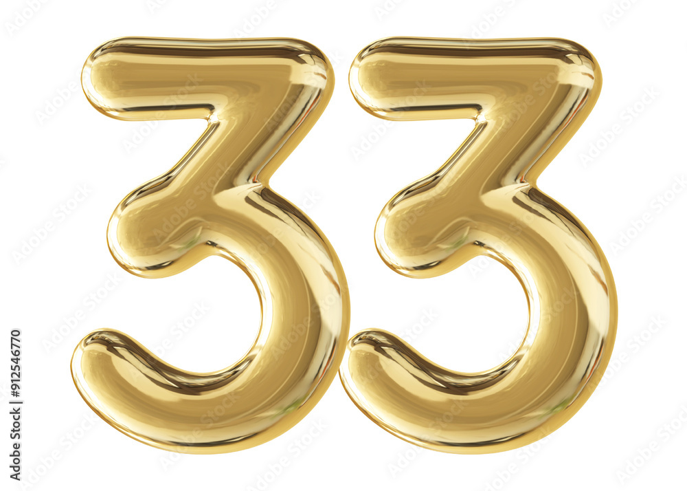 Gold 3D Number 33 Gold 3D Number 33