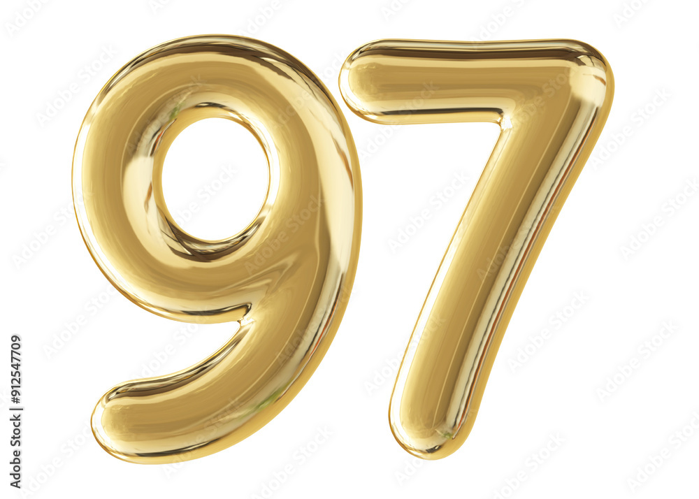 Gold 3D Number 97