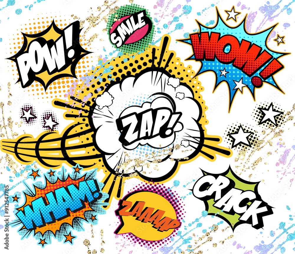 Obraz premium comic book explosion.Comic cartoon wallpaper. Retro, vintage elements.