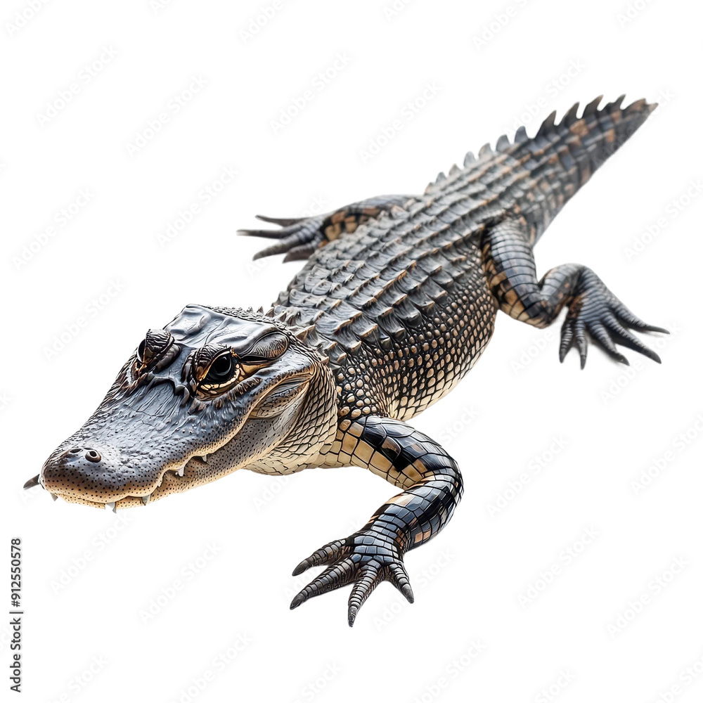 Naklejka premium American Alligator Isolated on White Background in Natural Pose