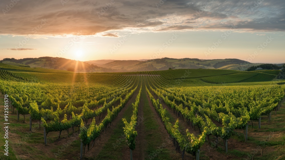 A field of green plants with hills in the background, AI A field of green plants with hills in the background, AI