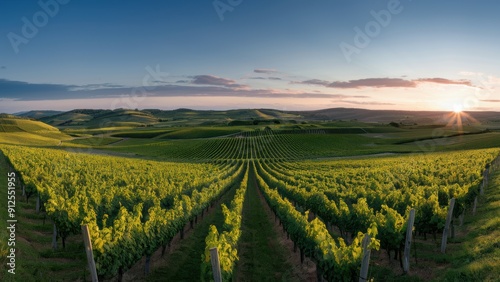 Wallpaper Mural A field of green plants with a sun setting in the background, AI Torontodigital.ca
