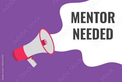 mentor needed button, banner, label, template for website. mentor needed text with colorful megaphone icon
