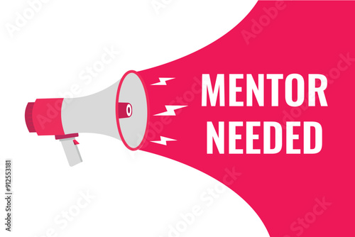 mentor needed button, banner, label, template for website. mentor needed text with colorful megaphone icon
