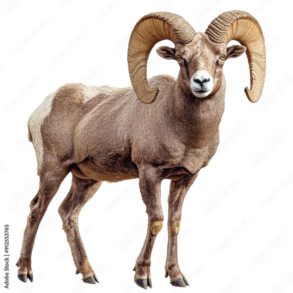 Bighorn Sheep Standing Proud Against White Background Bighorn Sheep Standing Proud Against White Background