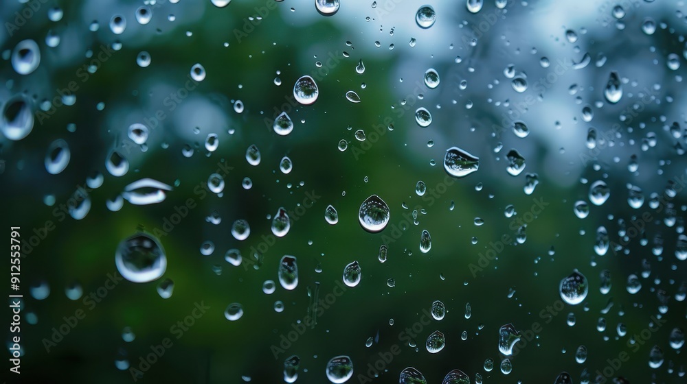 Raindrops accumulate on glass as dark clouds loom overhead in the background Raindrops accumulate on glass as dark clouds loom overhead in the background