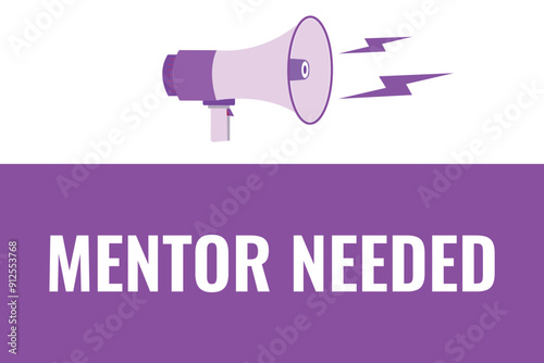 mentor needed button, banner, label, template for website. mentor needed text with colorful megaphone icon
