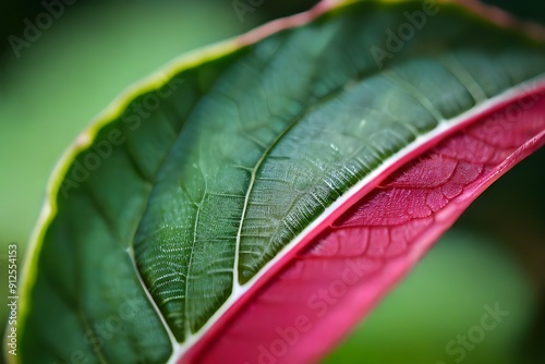 Macro Photography of a freen plant leaf with structure, detail and depth of field Generative AI photo