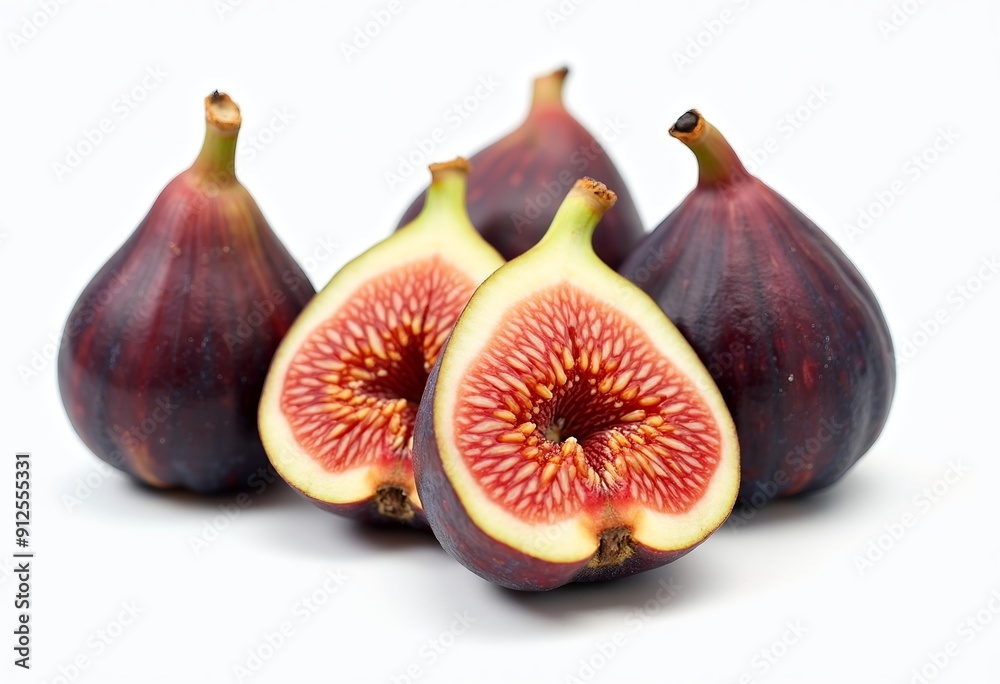 Fresh Ripe Half Fig Isolated on White Background: Perfect for Food, Health, and Nature Themes Fresh Ripe Half Fig Isolated on White Background: Perfect for Food, Health, and Nature Themes