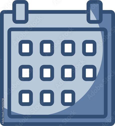 calendar vector icon transparent background. replaceable blue color design