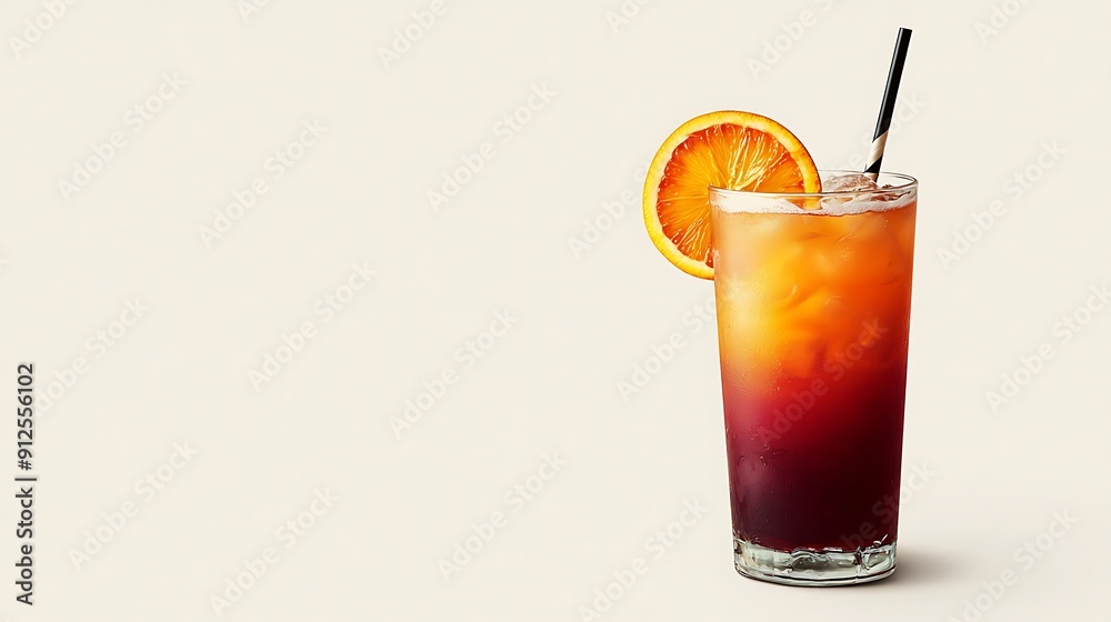 Refreshing Summer Cocktail with Orange Slice and Ice Cubes. Refreshing Summer Cocktail with Orange Slice and Ice Cubes.