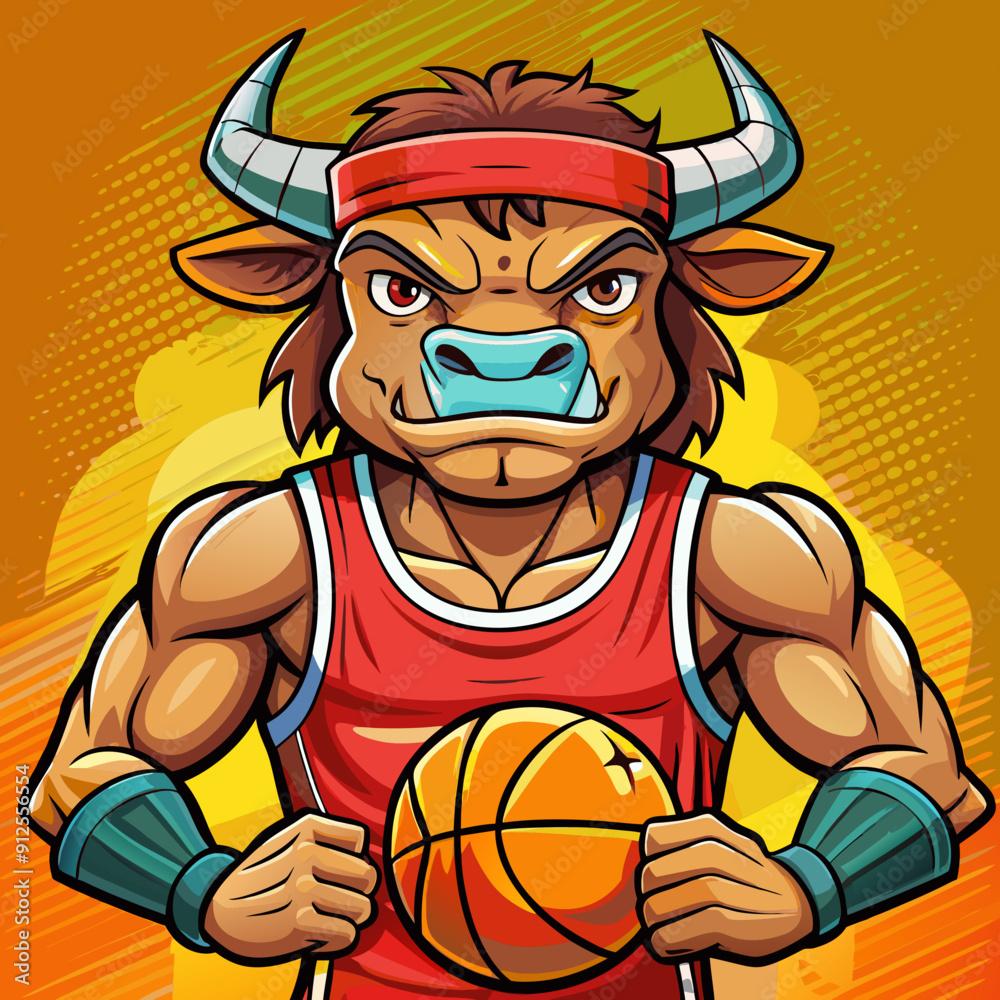 cartoon vector basketball maskot bull cartoon vector basketball maskot bull