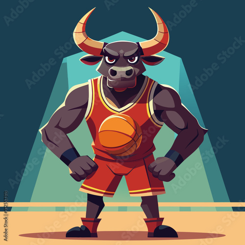 cartoon vector basketball maskot bull