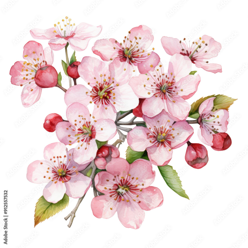 Naklejka premium Bunch of Pink hawthorn flowers Clipart Illustrations