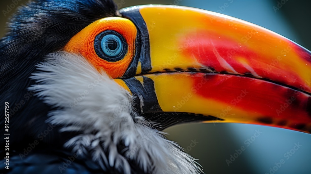 Obraz premium Toucan beak closeup vibrant detail
