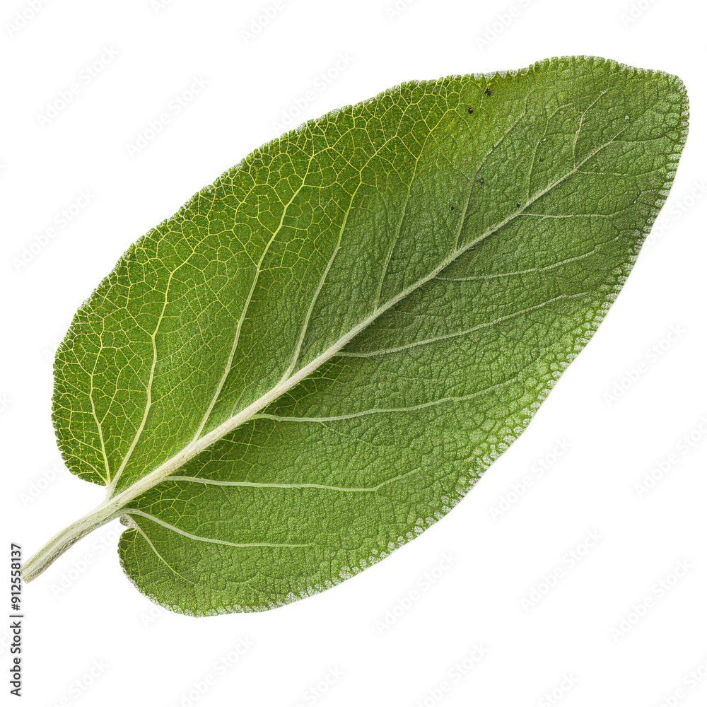 A vibrant green sage leaf showcasing detailed texture and natural beauty, perfect for nature-themed designs and illustrations. A vibrant green sage leaf showcasing detailed texture and natural beauty, perfect for nature-themed designs and illustrations.