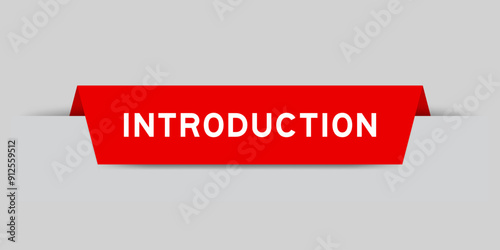 Red color inserted label with word introduction on gray background