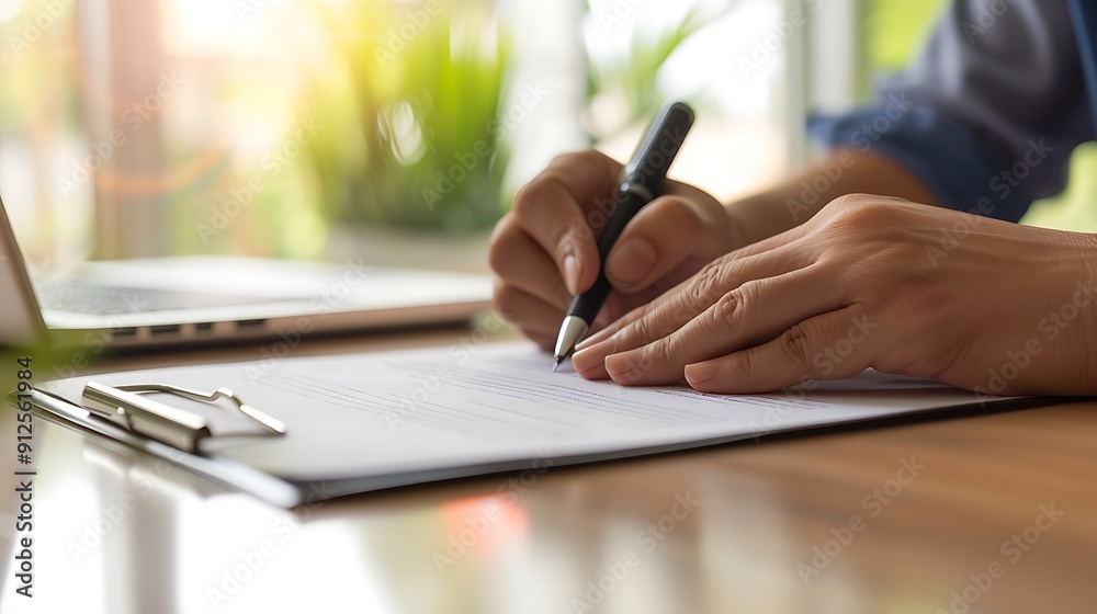 person is sitting at a table writing with a pen on a piece of paper contract person is sitting at a table writing with a pen on a piece of paper contract