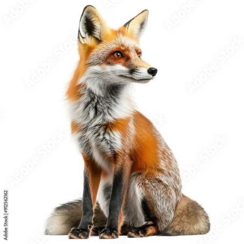 Wallpaper Mural Red Fox Sitting Gracefully Against White Background Torontodigital.ca