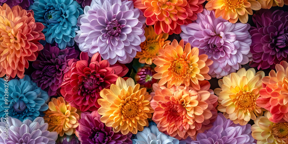 Multiple colored chrysanthemum flowers background Multiple colored chrysanthemum flowers background