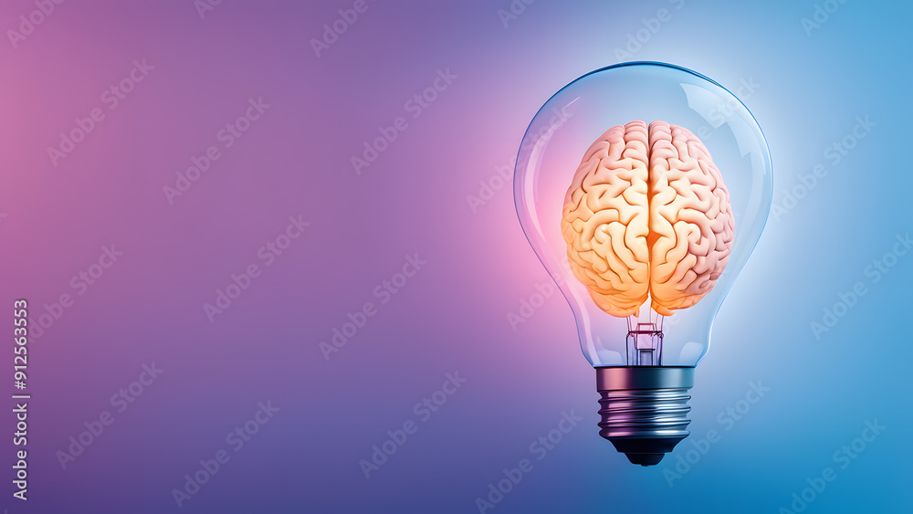 A light bulb with a brain inside of it A light bulb with a brain inside of it