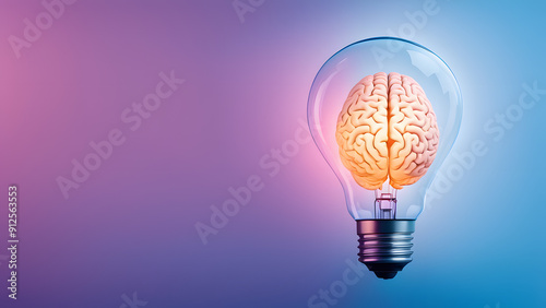 A light bulb with a brain inside of it