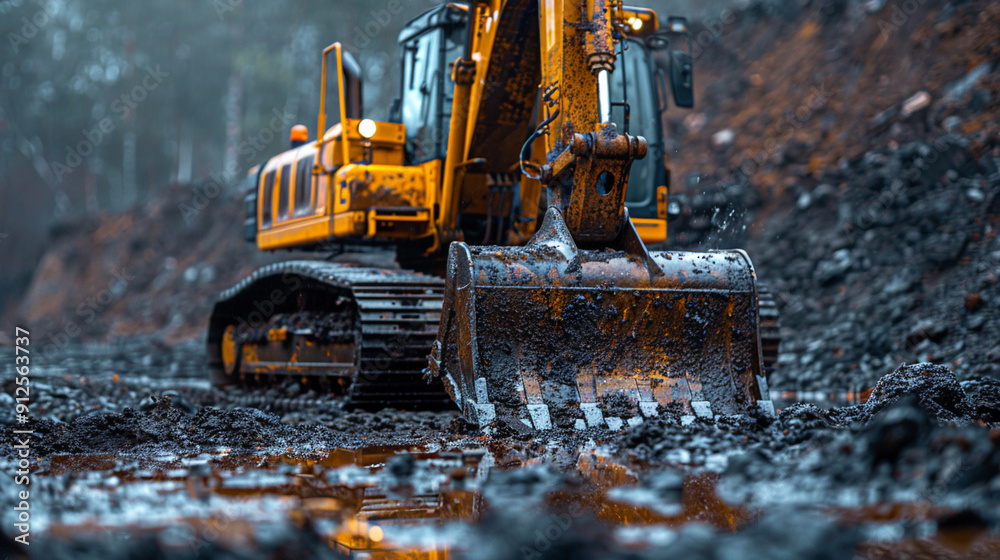 Dynamic shot of heavy construction equipment in action, excavation and foundation laying. Professional industrial workforce and heavy equipment in modern construction industry. Dynamic shot of heavy construction equipment in action, excavation and foundation laying. Professional industrial workforce and heavy equipment in modern construction industry.