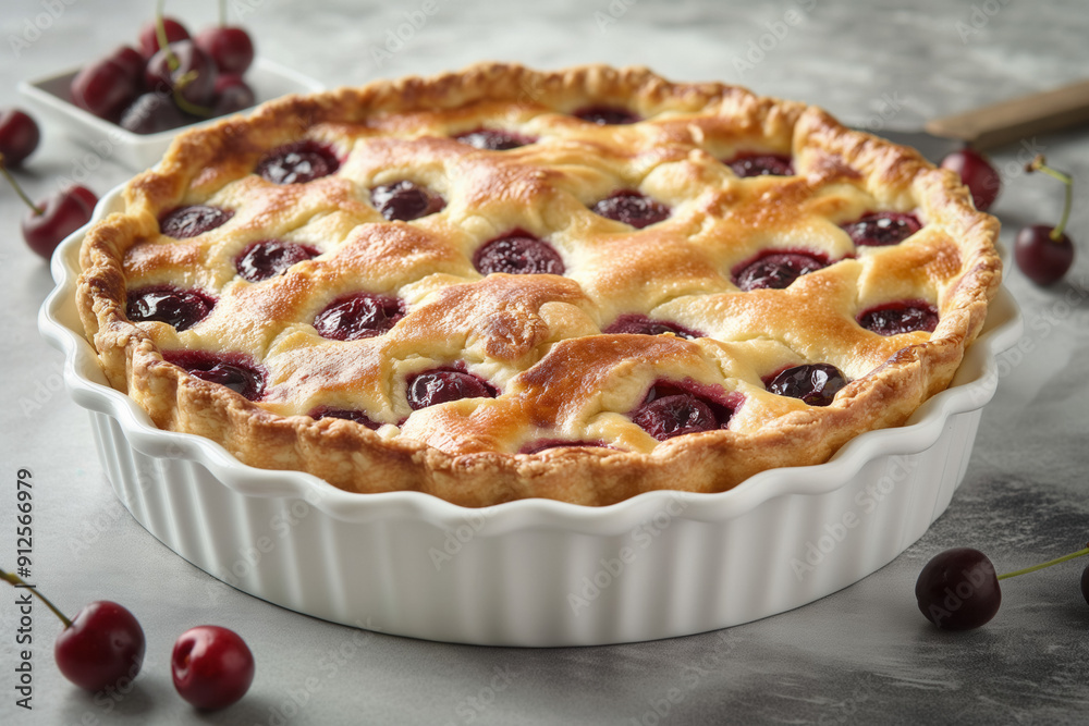 Clafoutis or Cherry pie - popular french cousin dish, hi end kitchen Clafoutis or Cherry pie - popular french cousin dish, hi end kitchen