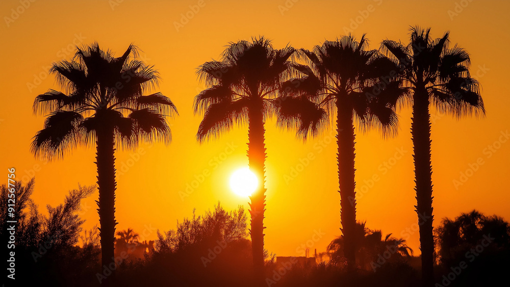 Obraz premium palm trees at sunset