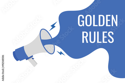 golden rules button, banner, label, template for website. golden rules text with colorful megaphone icon

