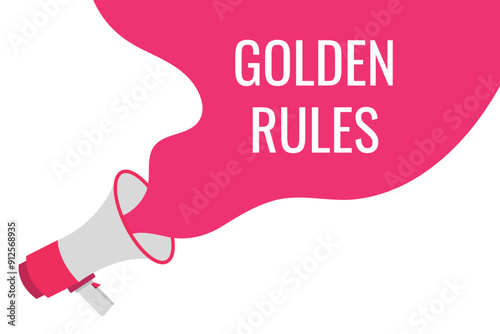 golden rules button, banner, label, template for website. golden rules text with colorful megaphone icon 