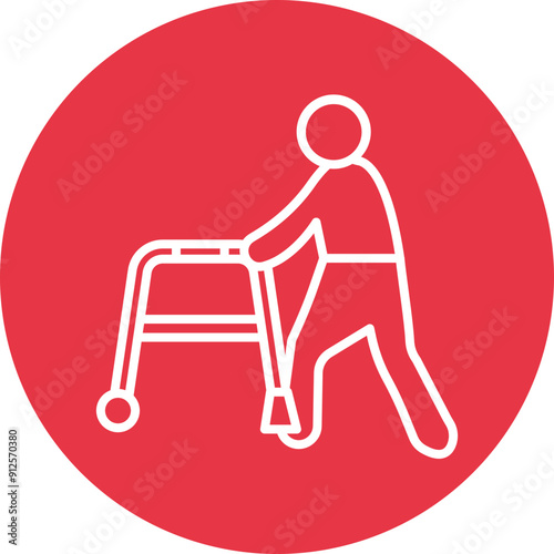 Gait Training line circle icon