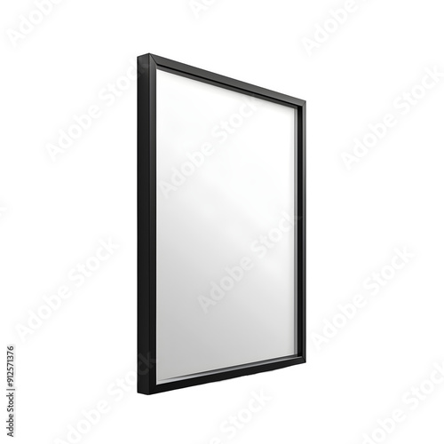 Black framed blank poster with a transparent background, ideal for design mockups