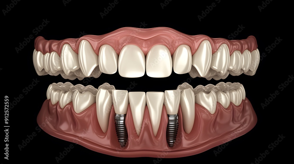 Obraz premium Human teeth and Dental implant. Anatomy of the oral cavity. Stock illustration.