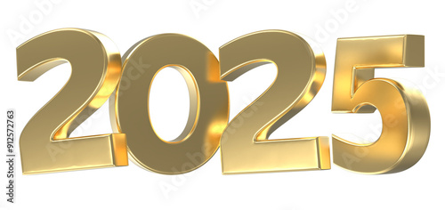 Happy New Year 2025 Gold 3d Render