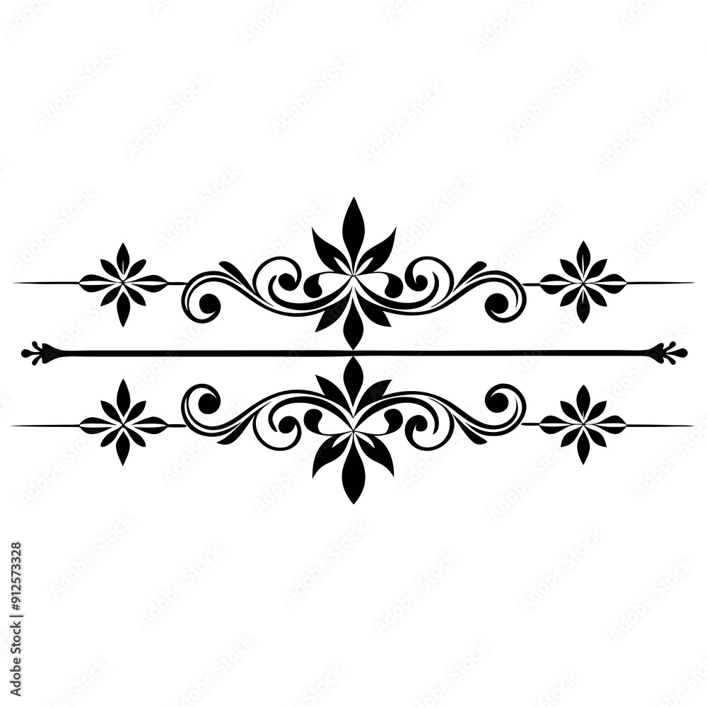 graphic with a black white plant flower ornament on an isolated background graphic with a black white plant flower ornament on an isolated background