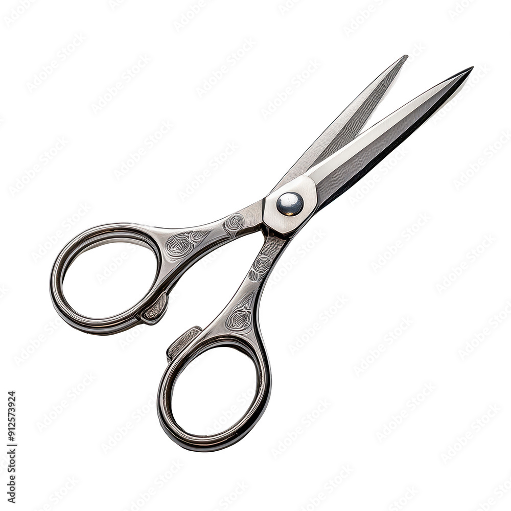 A pair of stylish, high-quality metal scissors, perfect for various crafting and cutting tasks in any home or office environment. A pair of stylish, high-quality metal scissors, perfect for various crafting and cutting tasks in any home or office environment.