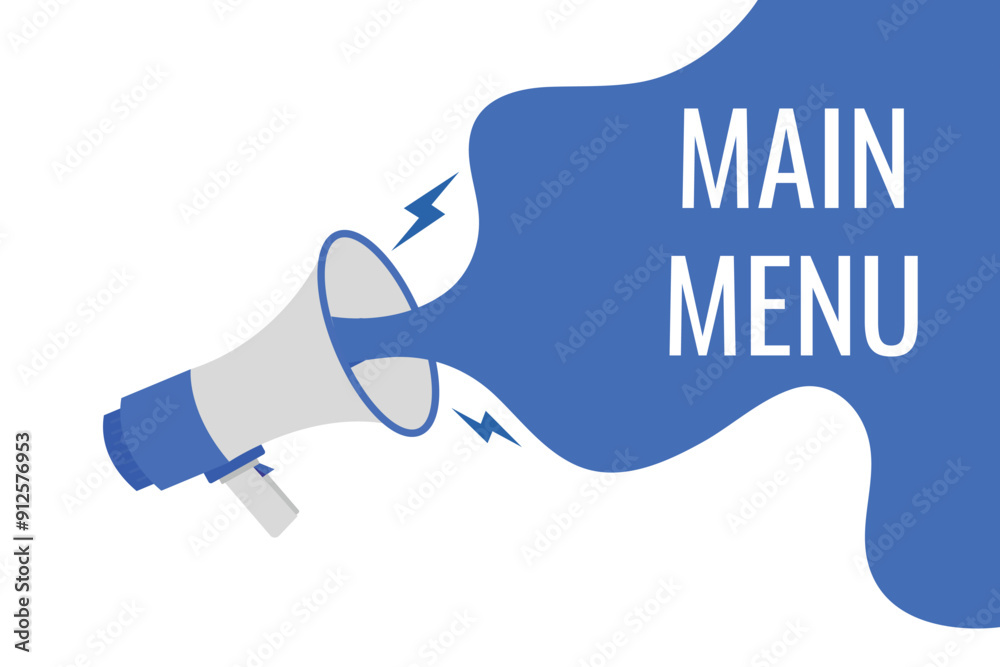 main menu button, banner, label, template for website. main menu text with colorful megaphone icon
main menu button, banner, label, template for website. main menu text with colorful megaphone icon