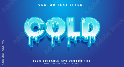 Cold editable text effect template with ice berg style background