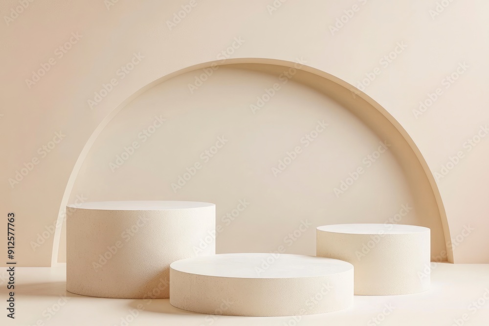 geometric podiums on cream background , ai geometric podiums on cream background , ai