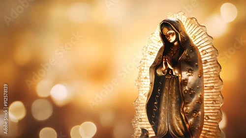Statue of Saint Mary of Guadalupe (Virgen de Guadalupe) in honor of the celebration of the Mexican holiday of December 12