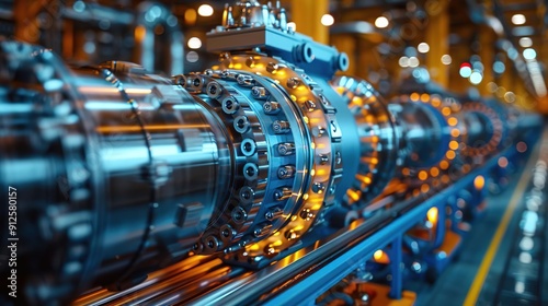 Industrial Machine Closeup - 3D Illustration of a Complex Manufacturing Process