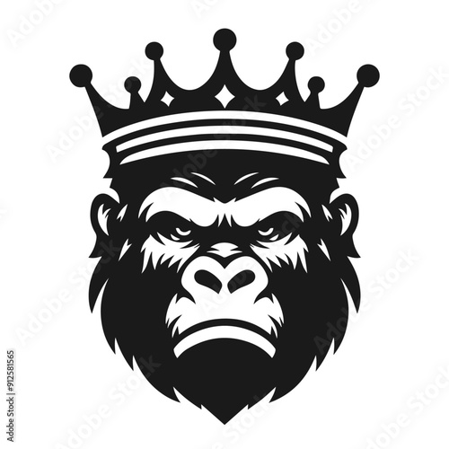 Clean black and white vector silhouette of a Gorilla isolated on white background photo