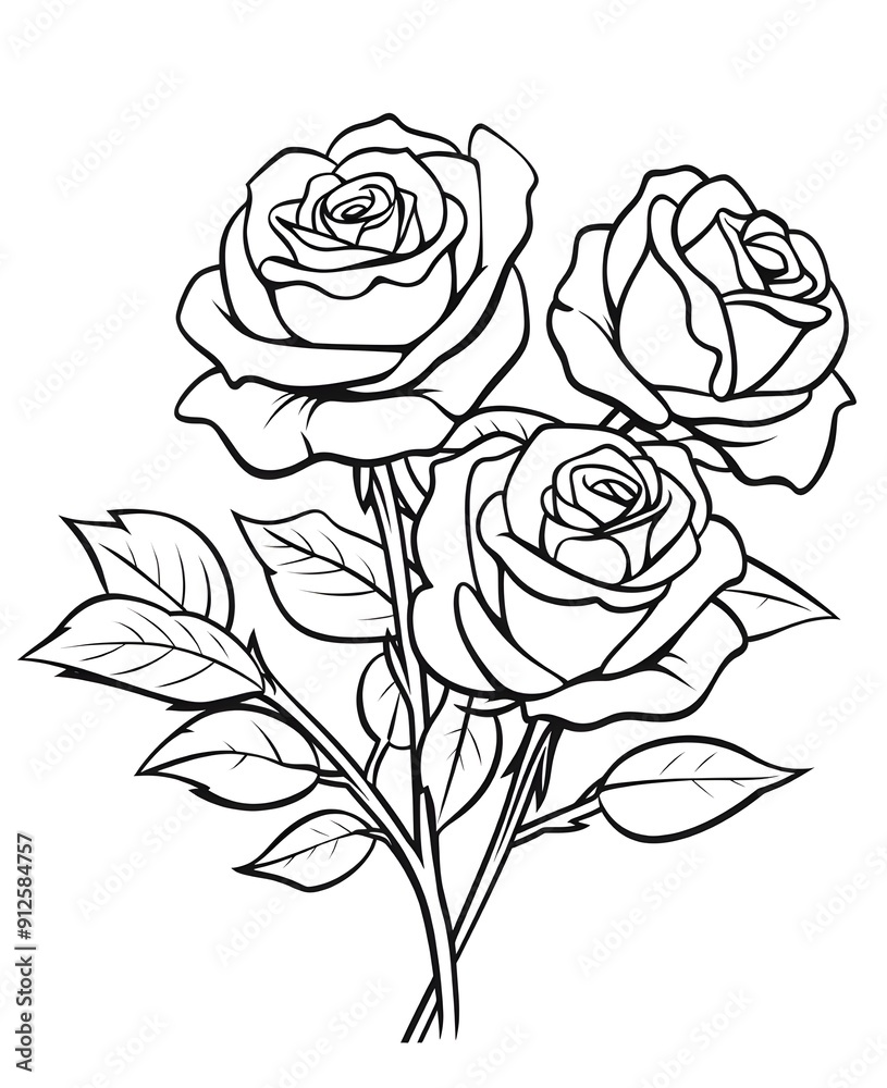 custom made wallpaper toronto digitalrose flower and leaf drawing illustration on white backgrounds. Flower icon. Set of decorative rose silhouettes. Vector rose isolated on white