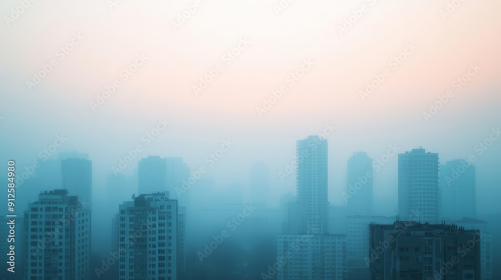 Obraz premium A city during a smog alert, with residents advised to stay indoors