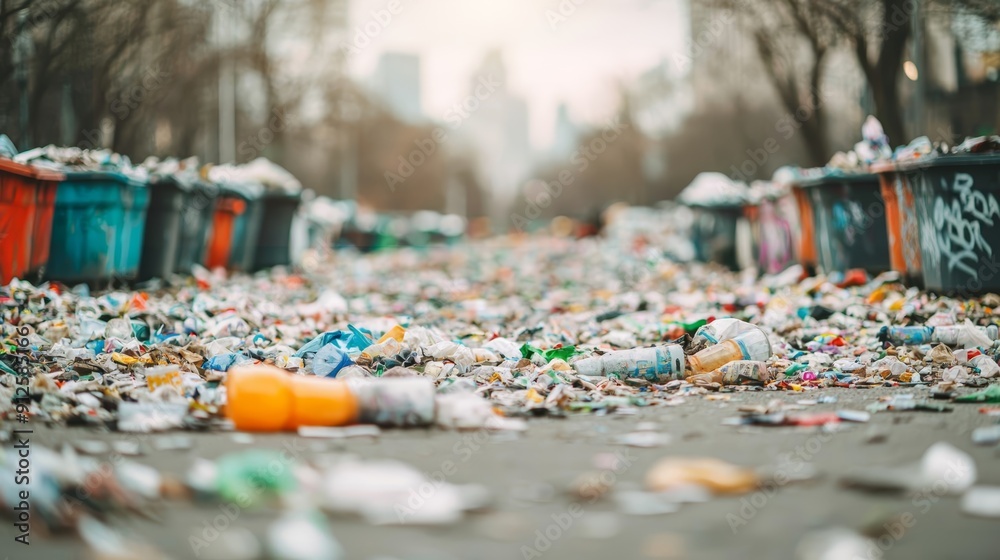 A city park covered in litter and graffiti, with overflowing trash bins A city park covered in litter and graffiti, with overflowing trash bins