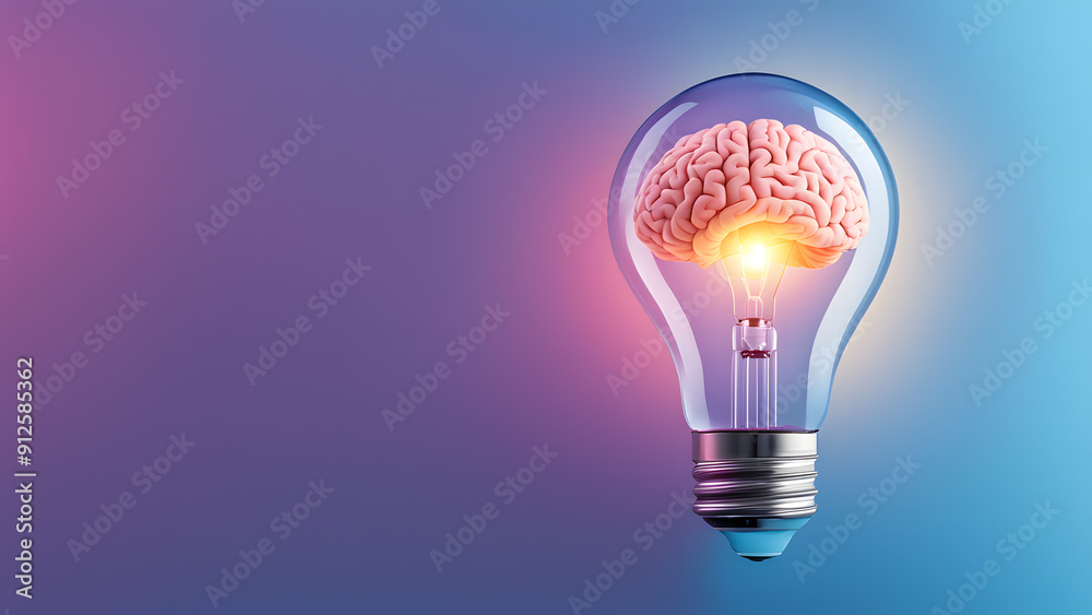 A light bulb with a brain inside of it