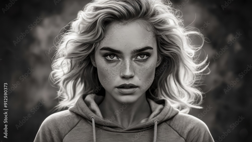 A woman with blonde hair and a hoodie sweatshirt, AI A woman with blonde hair and a hoodie sweatshirt, AI
