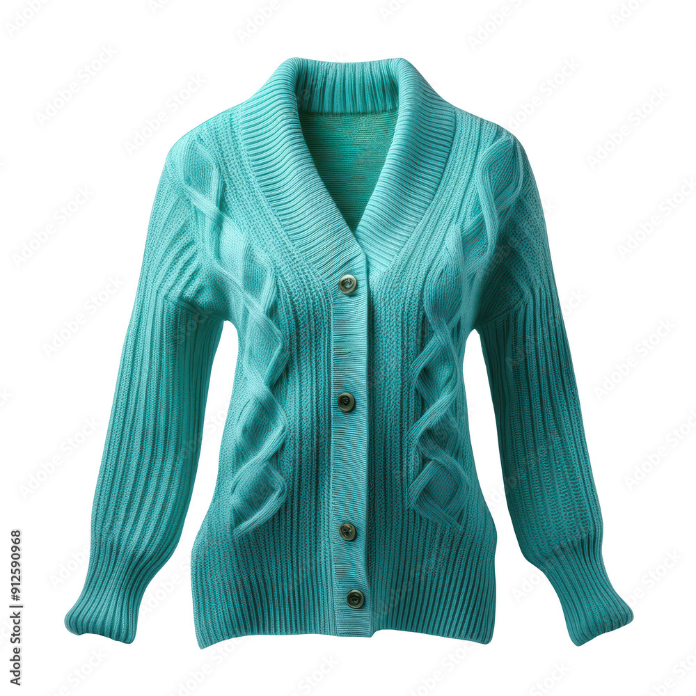 Stylish turquoise cardigan featuring a ribbed design and elegant buttons, perfect for layering in any season. Stylish turquoise cardigan featuring a ribbed design and elegant buttons, perfect for layering in any season.