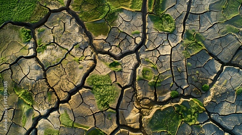 The image of a once-fertile field now marked by intricate patterns of dry and cracked soil, illustrating the consequences of unsustainable land management practices, in high-definition photo